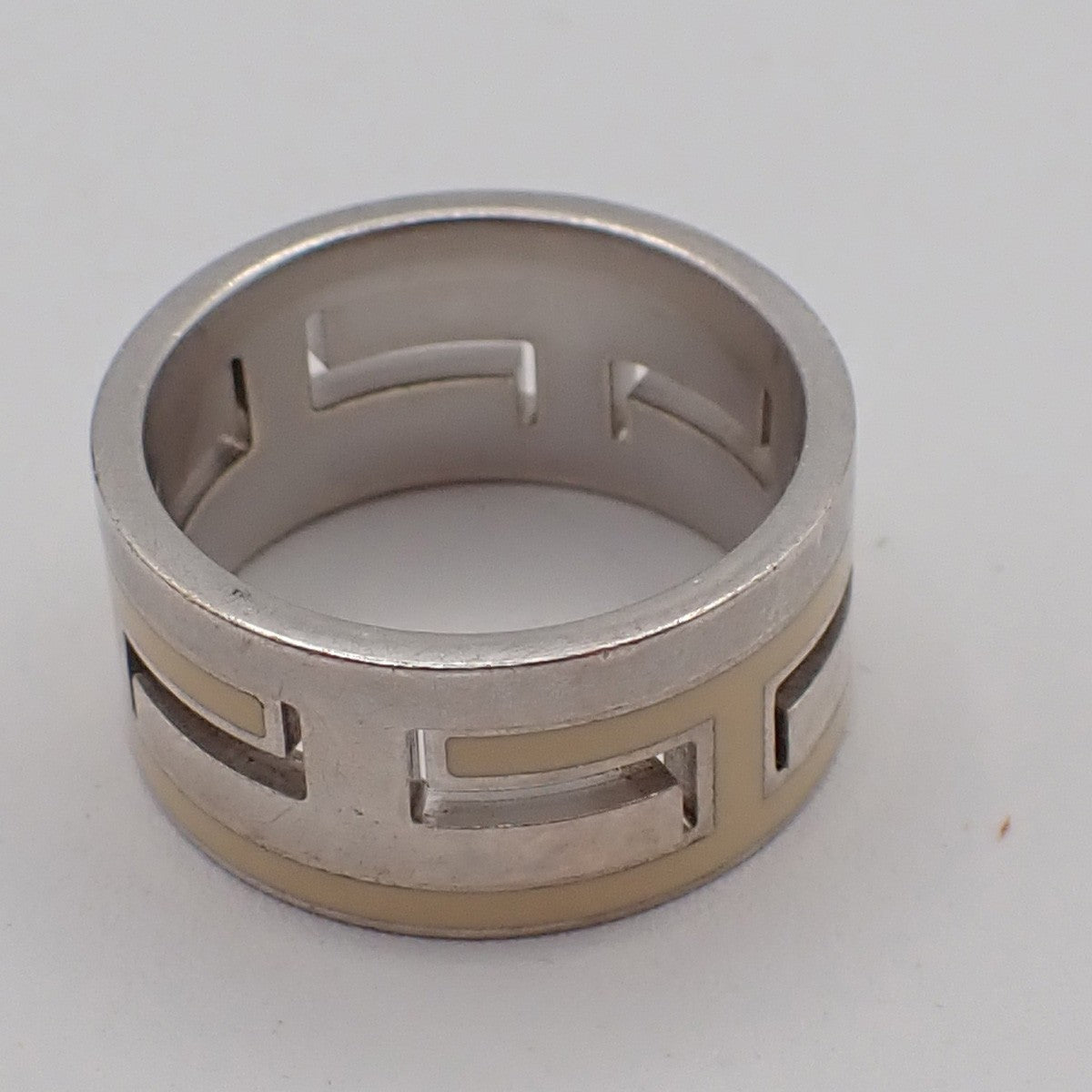 HERMES Logo Move H Ring Size 52 Silver 925  White Accessory 61RF775