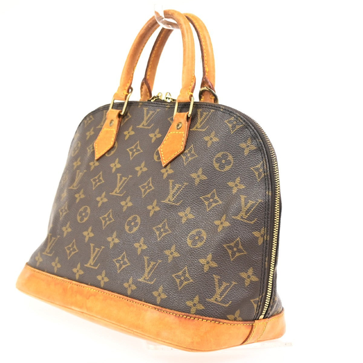 LOUIS VUITTON LV Logo Alma Hand Bag Monogram Leather Brown France M51130 33SA032