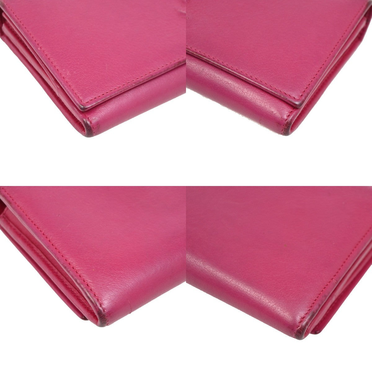 YVES SAINT LAURENT YSL Logo Belle De Jour Long Wallet Leather Pink GHW 66KB977