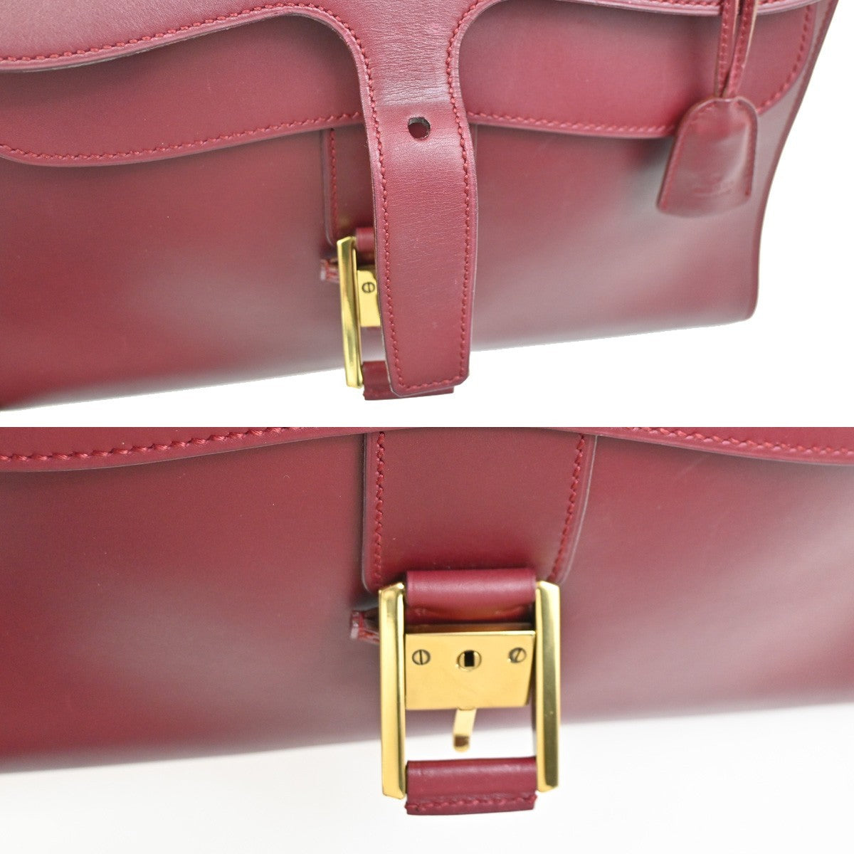 GUCCI Logo Top Handle Shoulder Hand Bag Leather Red GHW Italy 70KC634