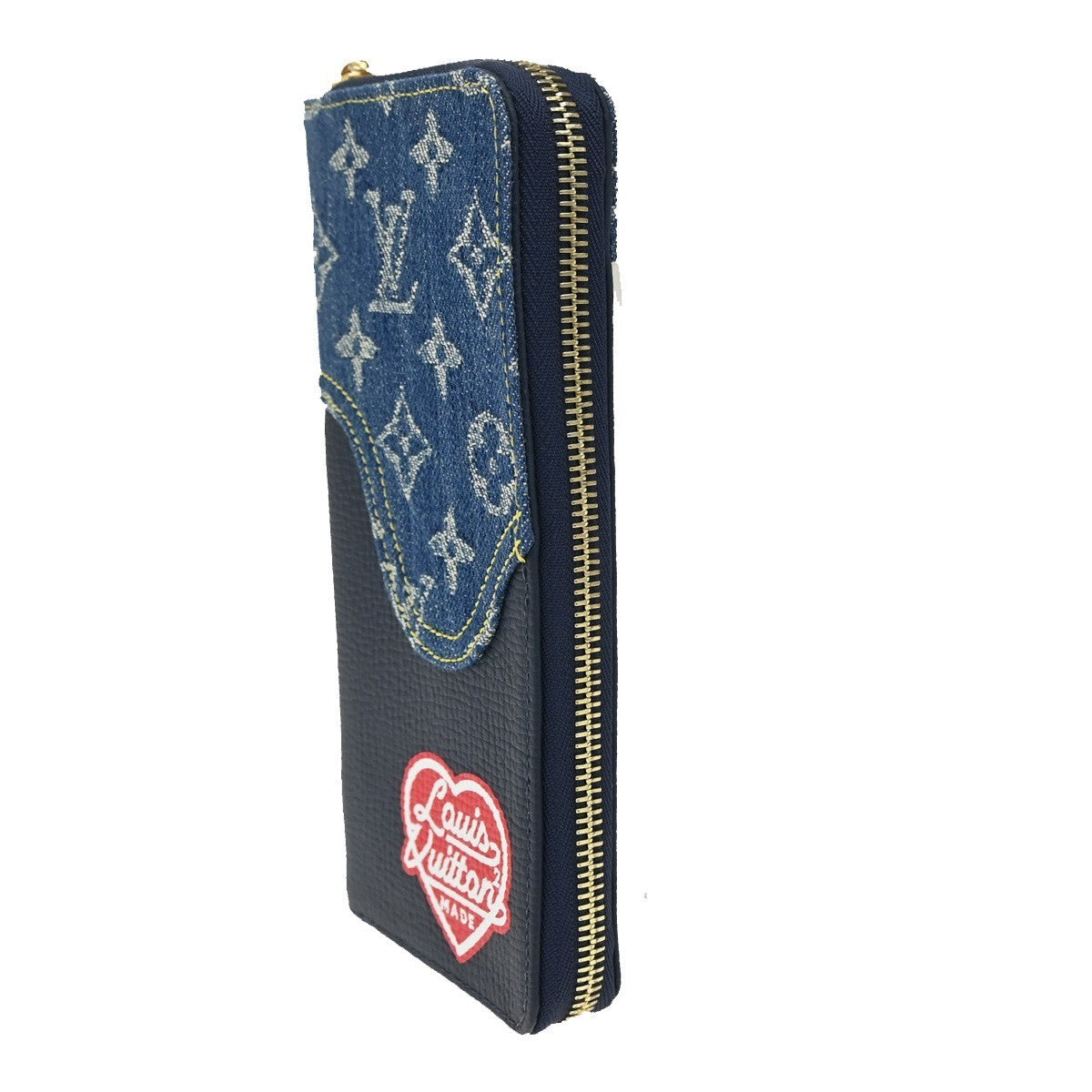 LOUIS VUITTON NIGO Zippy Wallet Vertical Monogram Denim Blue M81107 46RL483