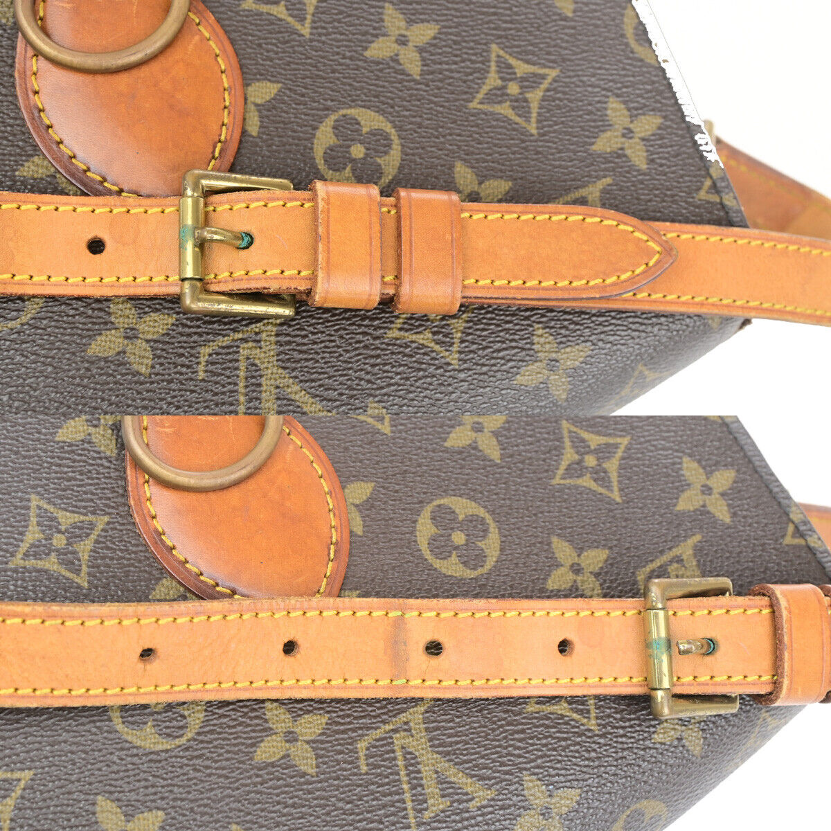 LOUIS VUITTON Saint Cloud GM Shoulder Bag Monogram Leather Brown M51242 30YF362