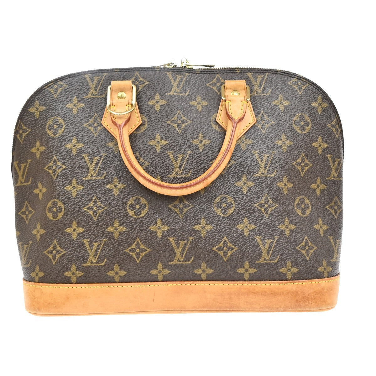 LOUIS VUITTON LV Logo Alma Hand Bag Monogram Leather Brown France M51130 85YJ240