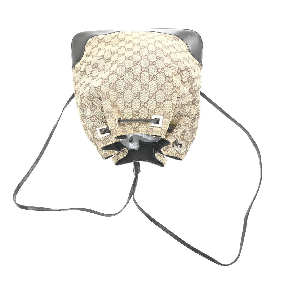 GUCCI GG Logo Backpack Canvas Leather  Brown Italy SHW 35KB706