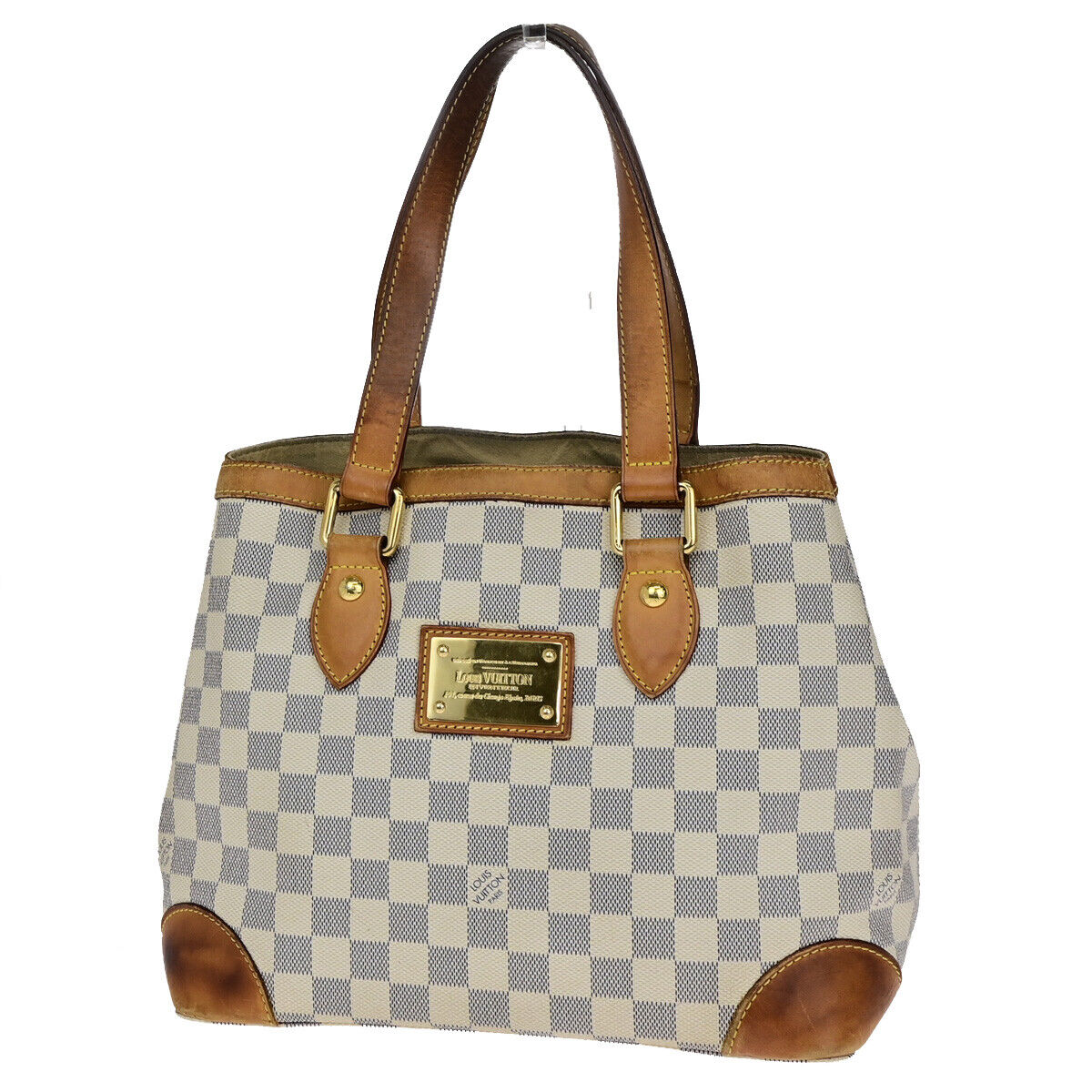 LOUIS VUITTON Hampstead PM Shoulder Bag Damier Azur Leather White N51207 87YF011