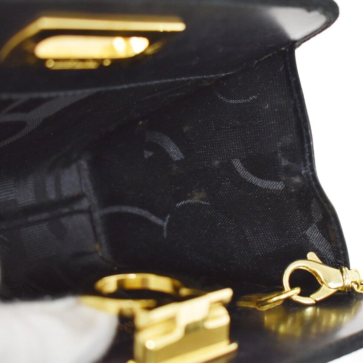 SALVATORE FERRAGAMO 2Way Chain Gancini Shoulder Bum Bag Suede Leather BK 65RC966
