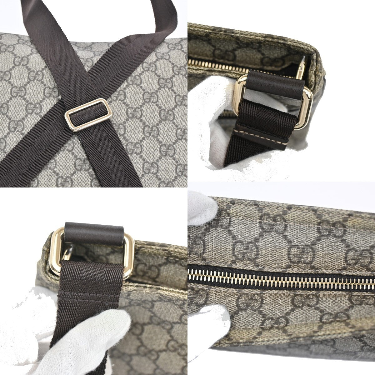 GUCCI Logo GG Pattern Shoulder Bag PVC Leather Canvas Brown GHW Italy 16FB606
