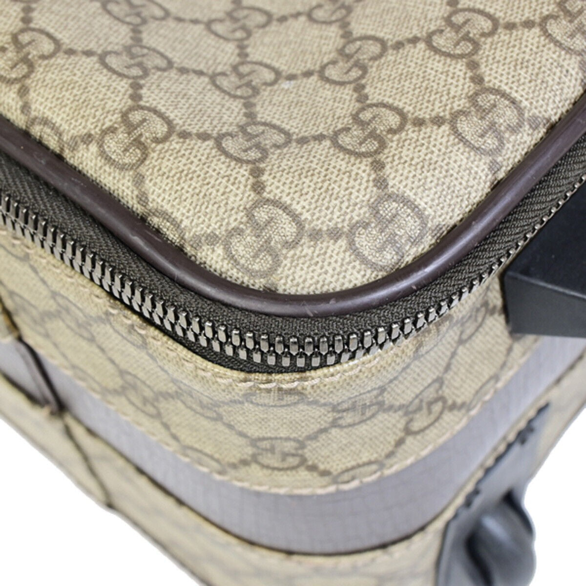 GUCCI Logo GG Pattern Travel Suitcase Luggage Bag PVC Leather Brown 36YF175