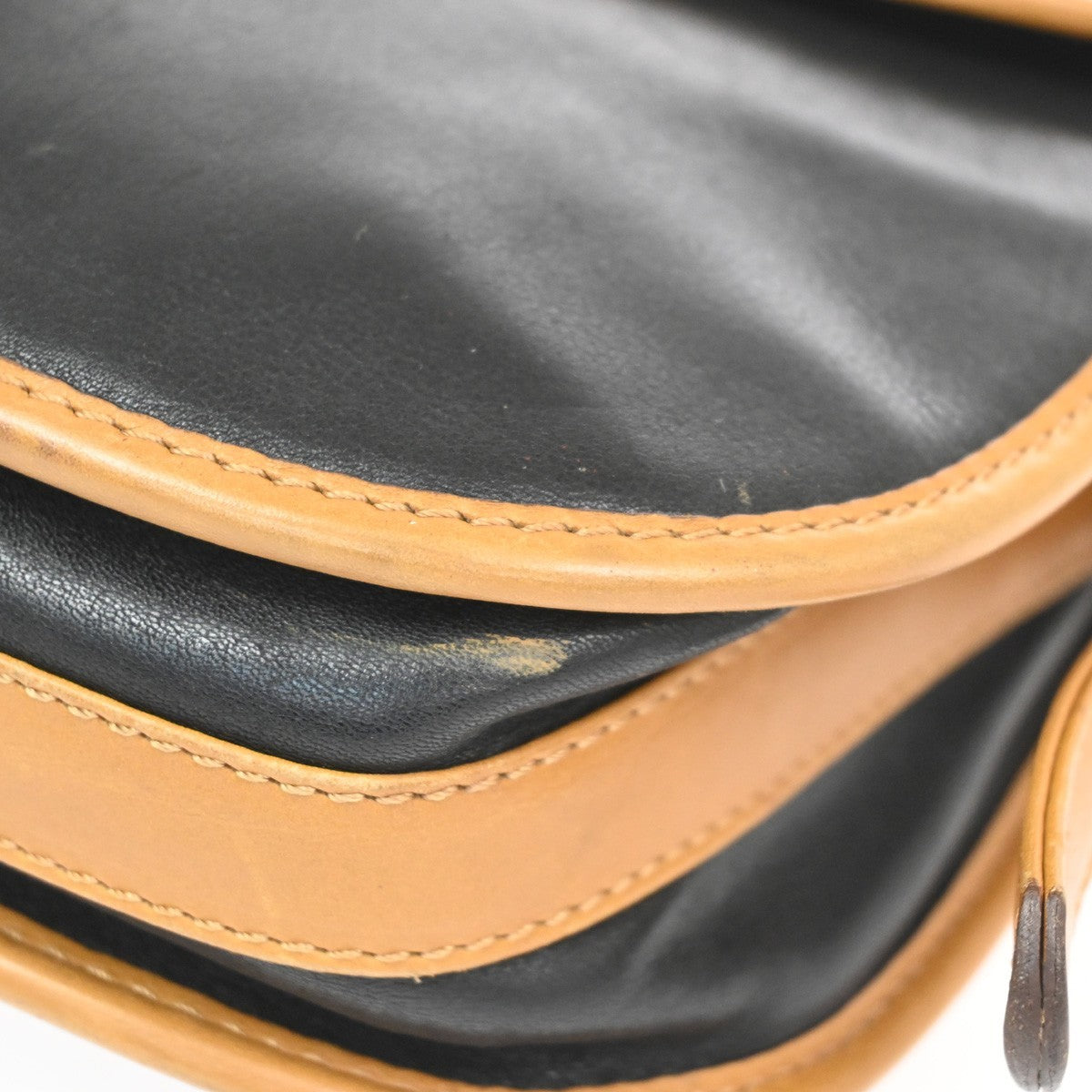 CELINE Logo Crossbody Shoulder Bag Leather Black Brown GHW Italy  66TA664