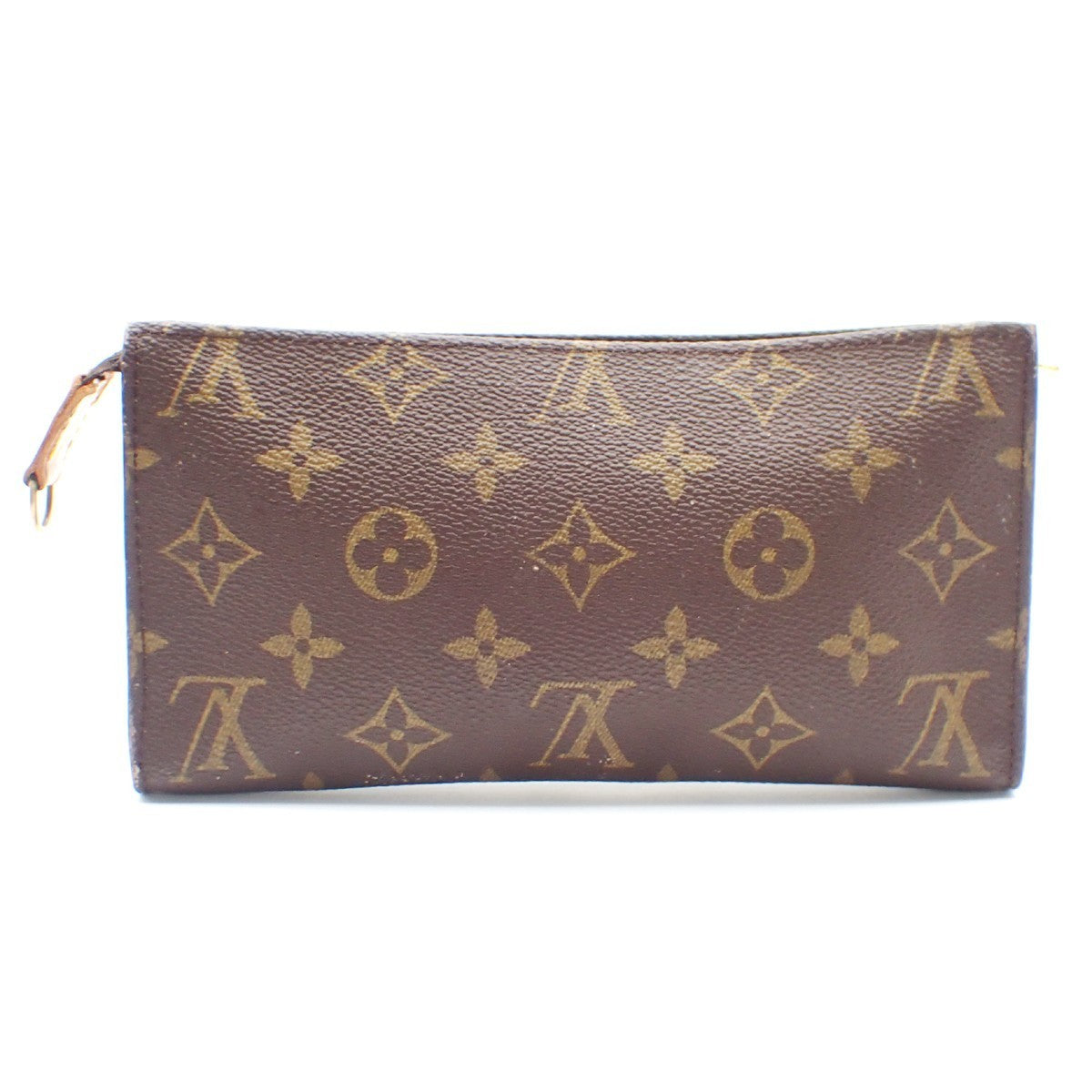 LOUIS VUITTON LV Logo Bucket GM Pouch Bag Monogram Leather Brown Gold 66KC145