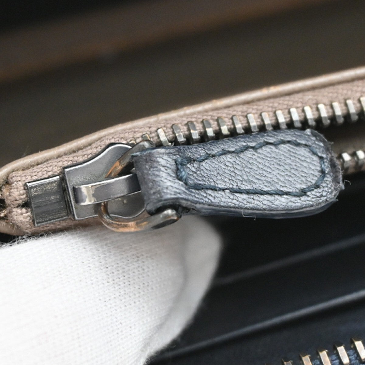 BOTTEGA VENETA Intrecciato Zip Around Long Wallet Embossing Leather Blue 69EE297