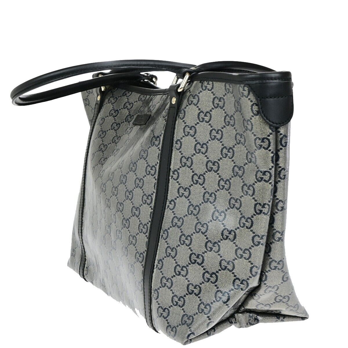 GUCCI GG Pattern Crystal Shoulder Bag Coating Canvas Leather Black 82EC973