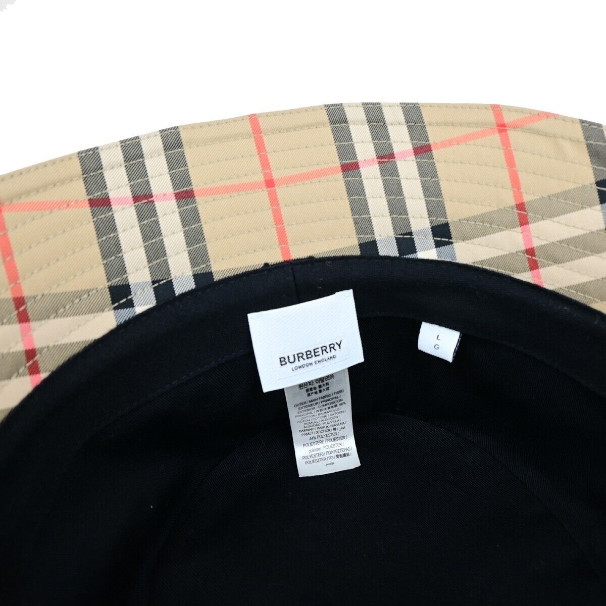 BURBERRY LONDON Logo Nova Check Bucket Hat #L Cotton Brown 65RK670