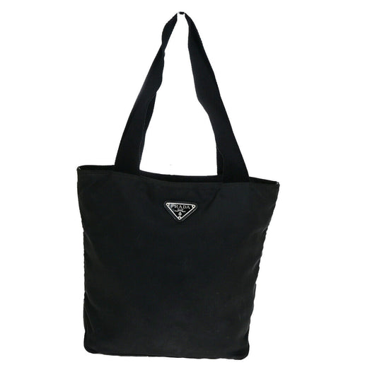 PRADA Logo Tessuto Tote Shoulder Bag Nylon Leather Black SHW Italy 62YF580