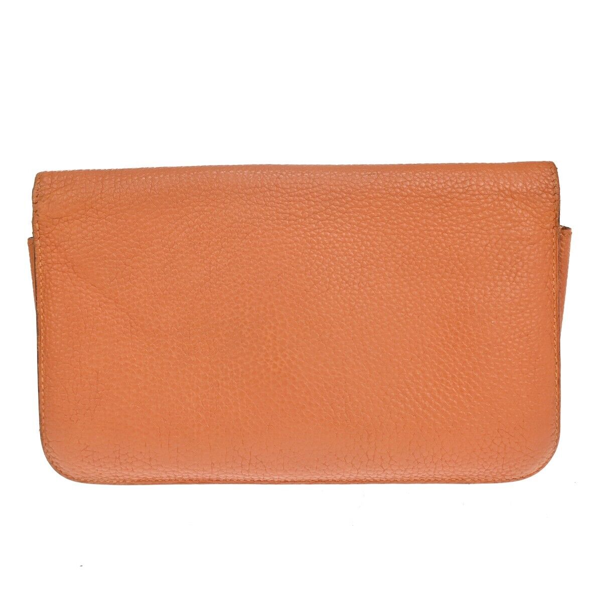 HERMES Logos Dogon GM Long Bifold Wallet Purse Veau Togo Leather orange 83RF064