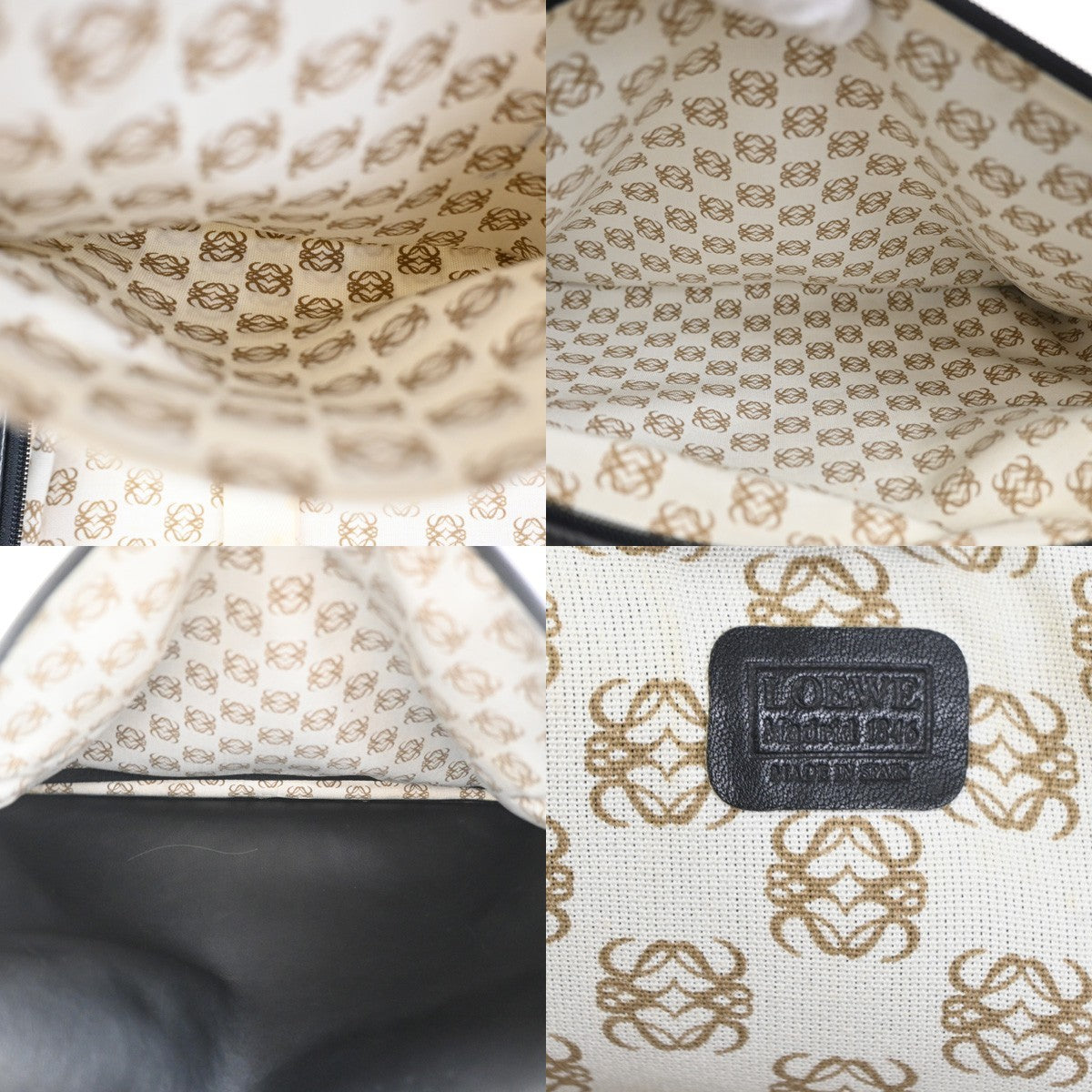 LOEWE Logo Anagram Business Hand Bag Leather Black GHW Spain GHW 67TA649