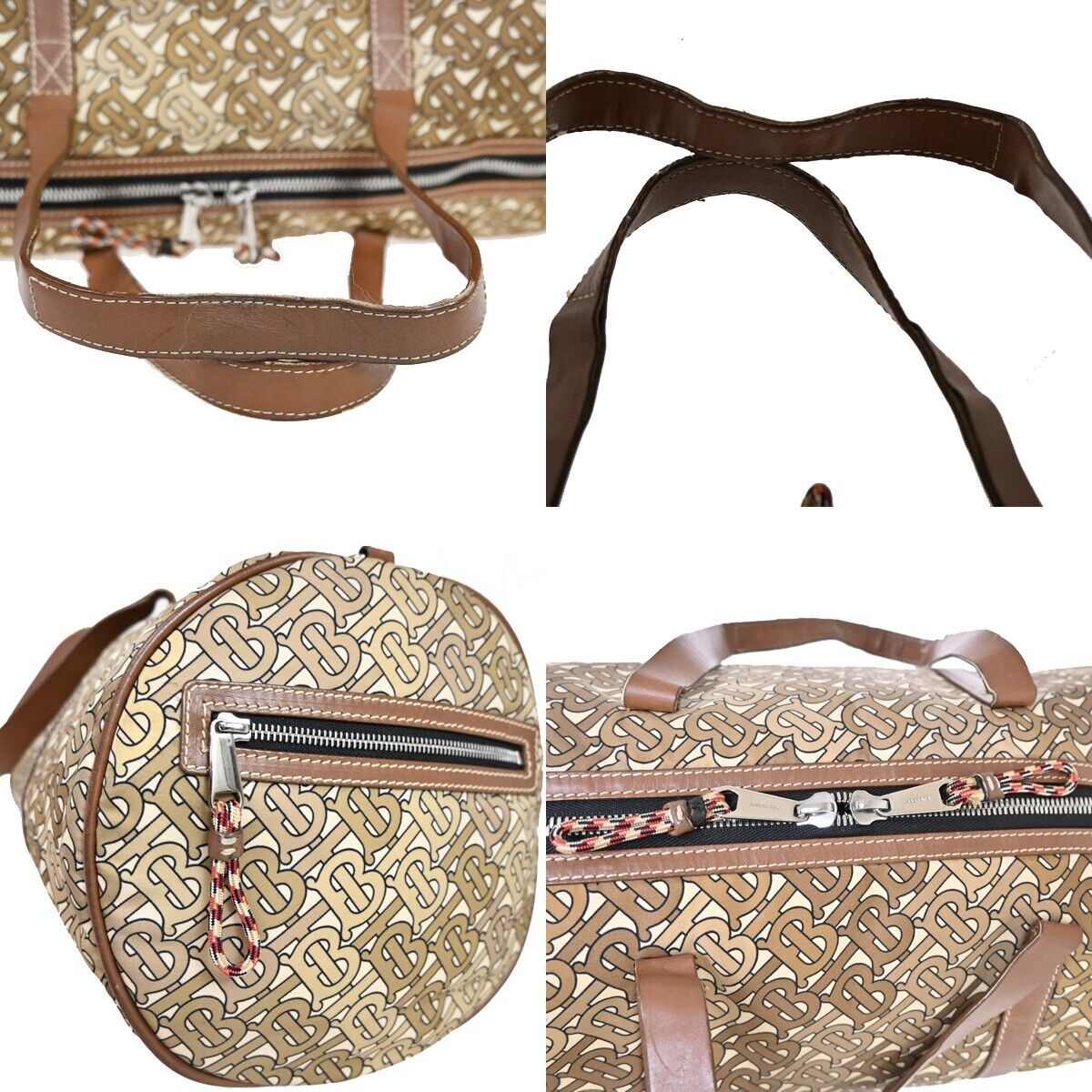 BURBERRY Logo Hand Shoulder Bag Coated Canvas  Leather Beige Brown 69SH255