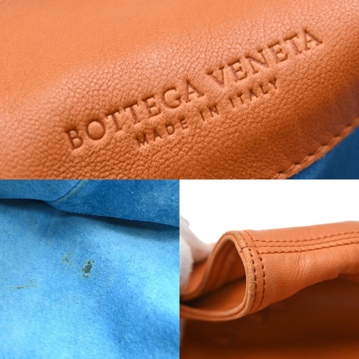 BOTTEGA VENETA Logo Regent Shoulder Tote Bag Leather Orange Italy 89EF880