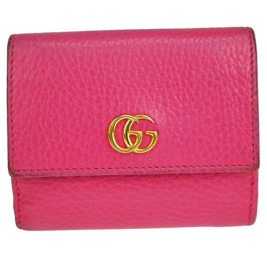 GUCCI Marmot GG Logos Bifold Wallet Purse Leather Pink Made In Italy 66SG797