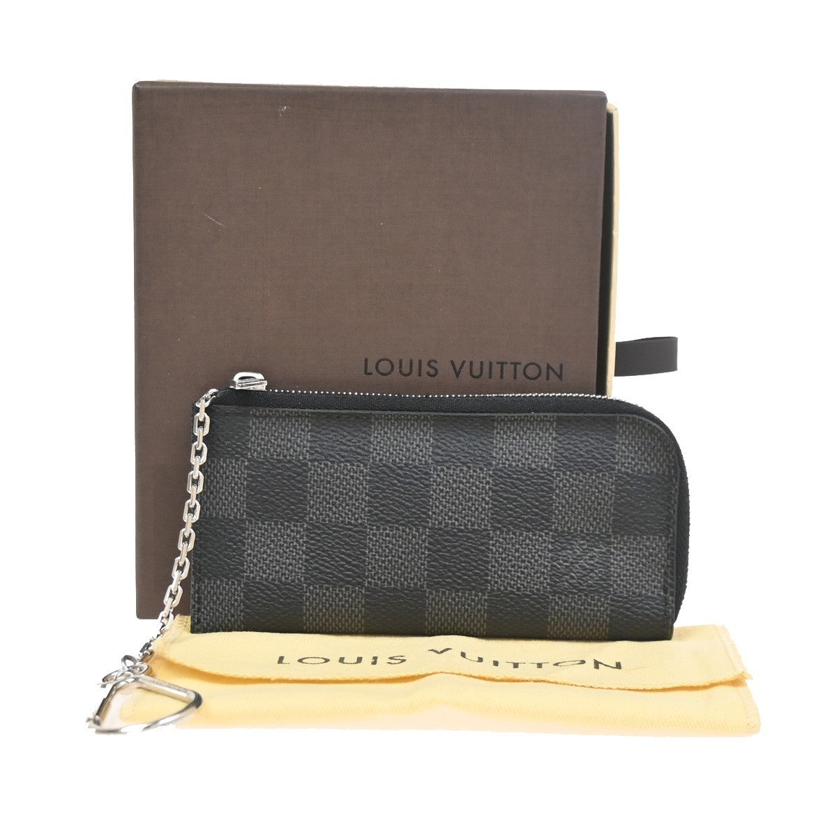 LOUIS VUITTON Pochette Cle Key Pouch Damier Graphite Leather  BK N61237 35RL928