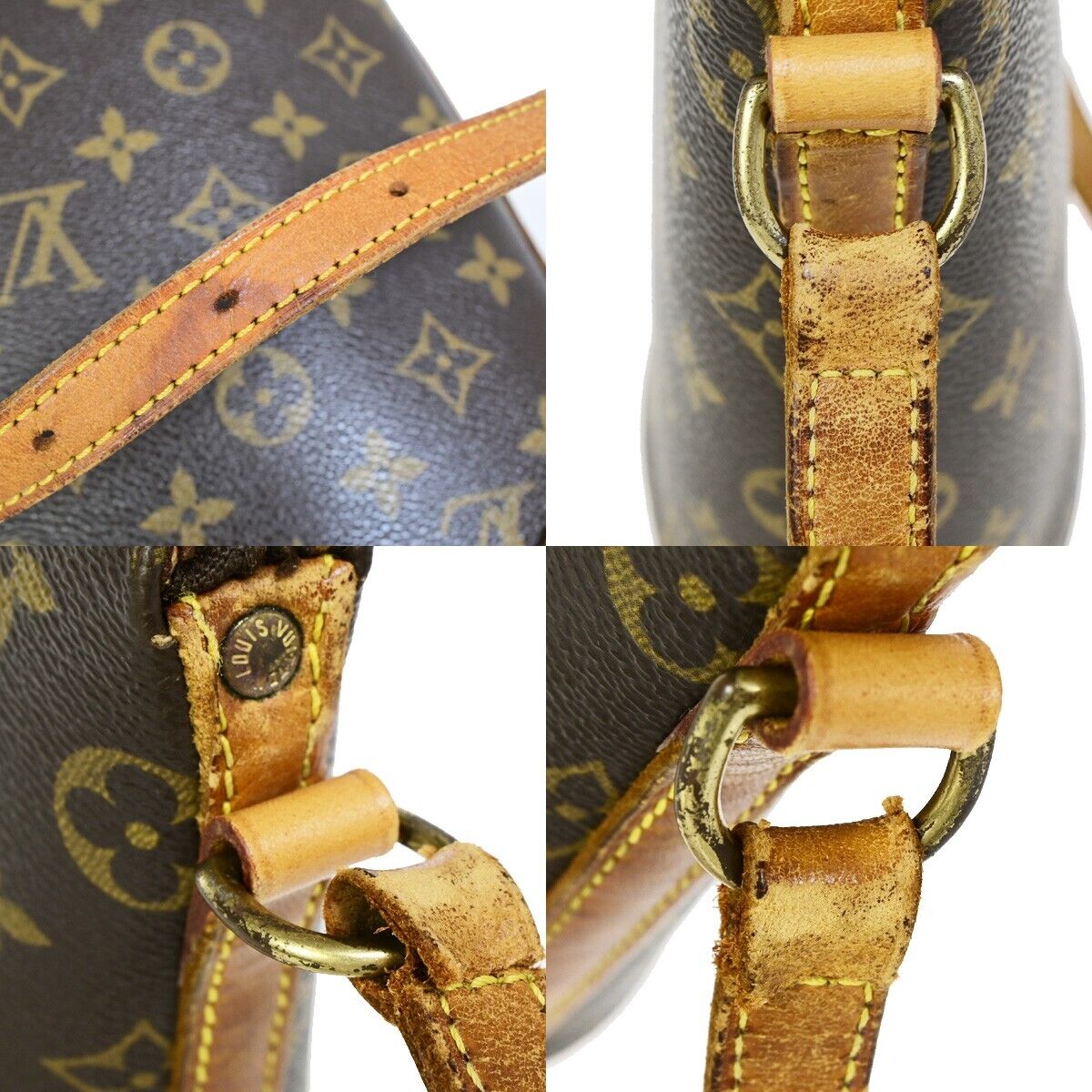 LOUIS VUITTON Logo Drouot Shoulder Bag Monogram Leather Brown M51290 31EB534