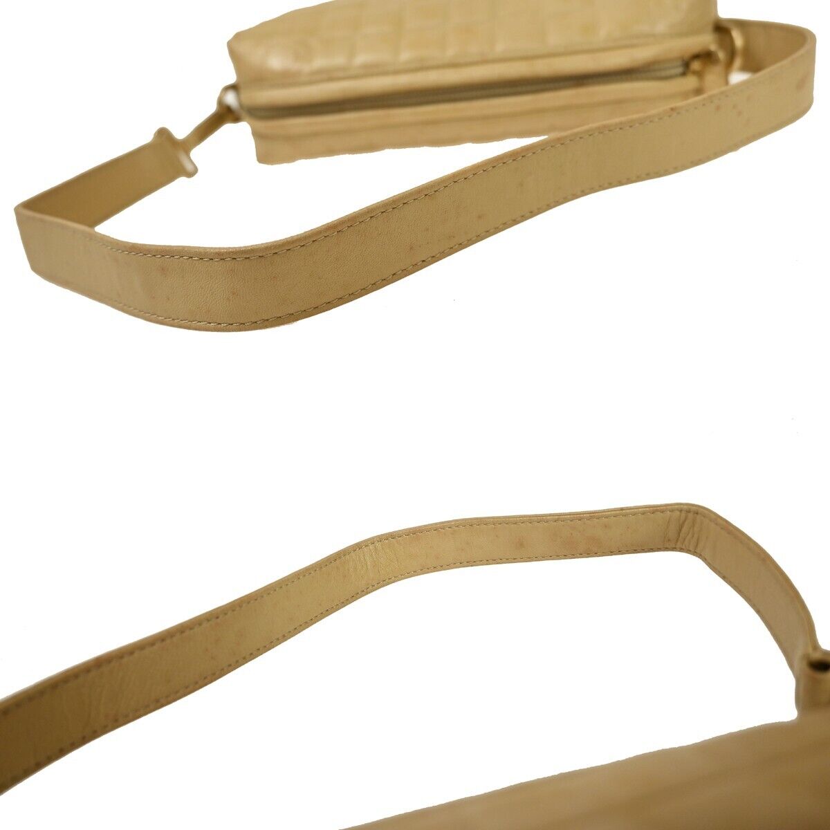 CHANEL CC Logo Chocolate Bar 2Way Hand Bag Leather Beige GHW Italy 11GA902