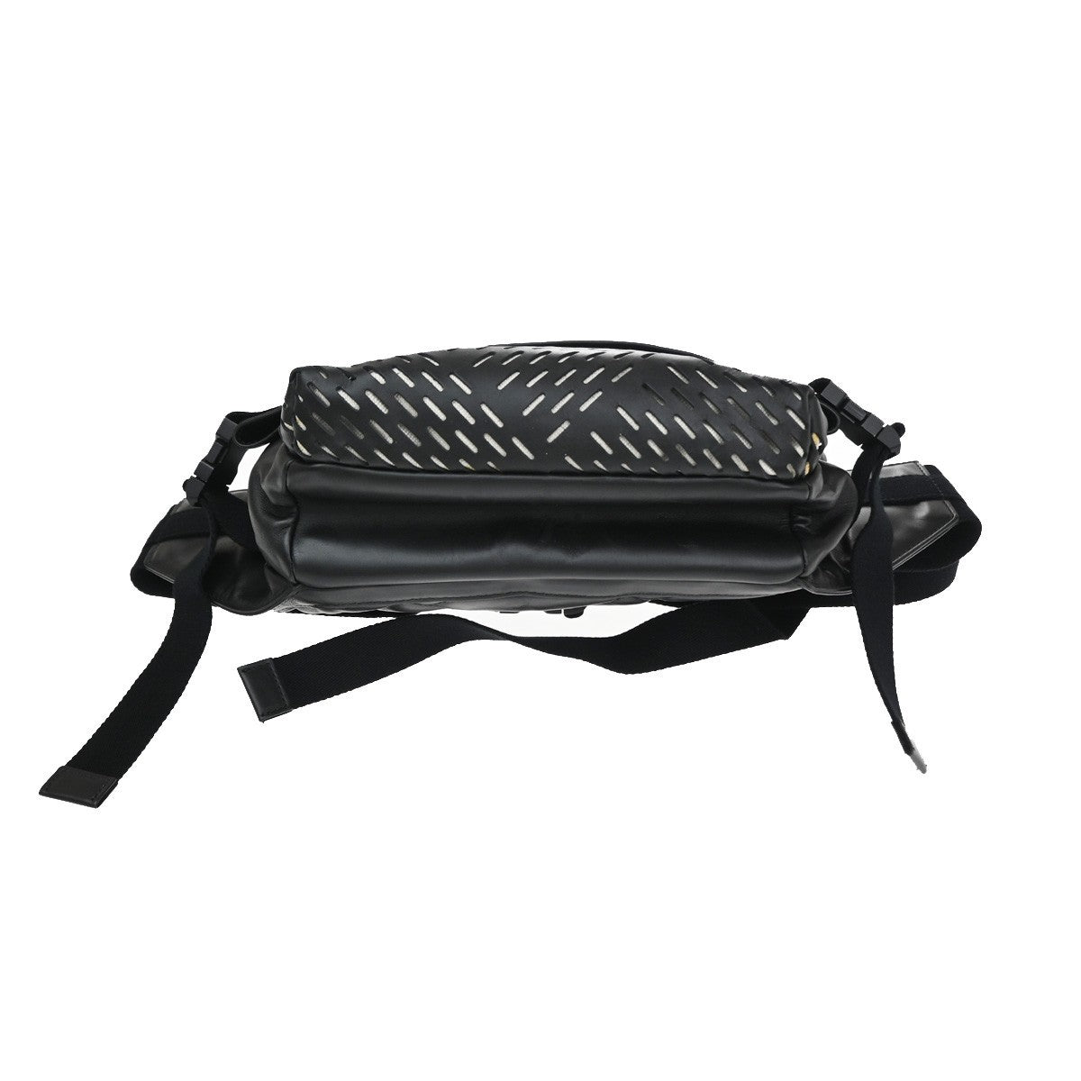 BOTTEGA VENETA Logo Perforated Body Bum Waist Bag Leather Black Italy 12YJ130