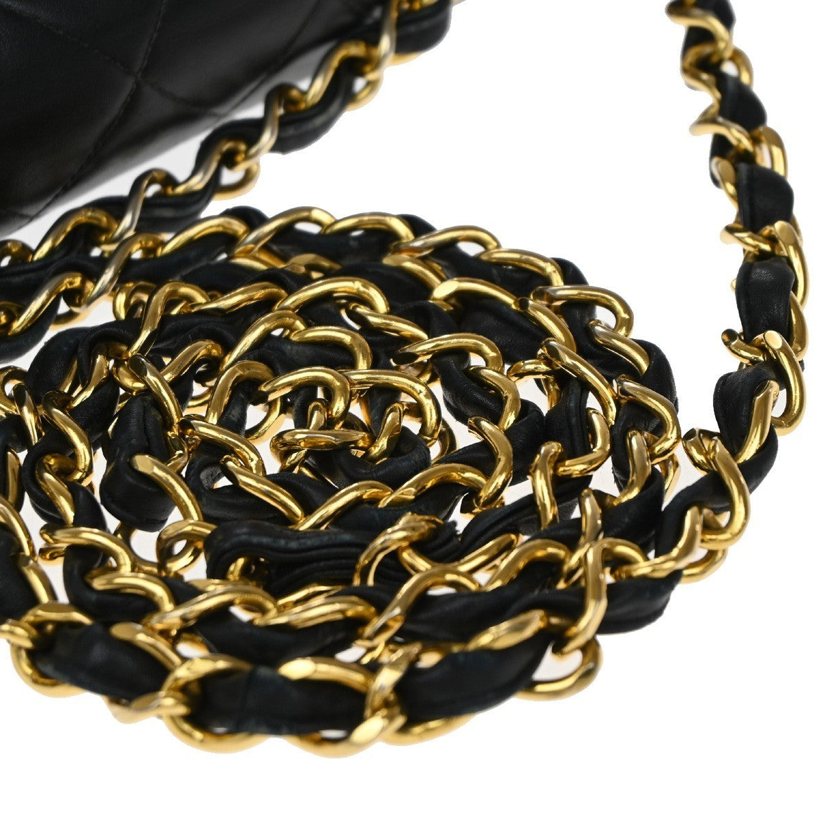 CHANEL Maxi Jumbo Matelasse 34 Chain Shoulder Bag Leather Black Vintage 809RF950