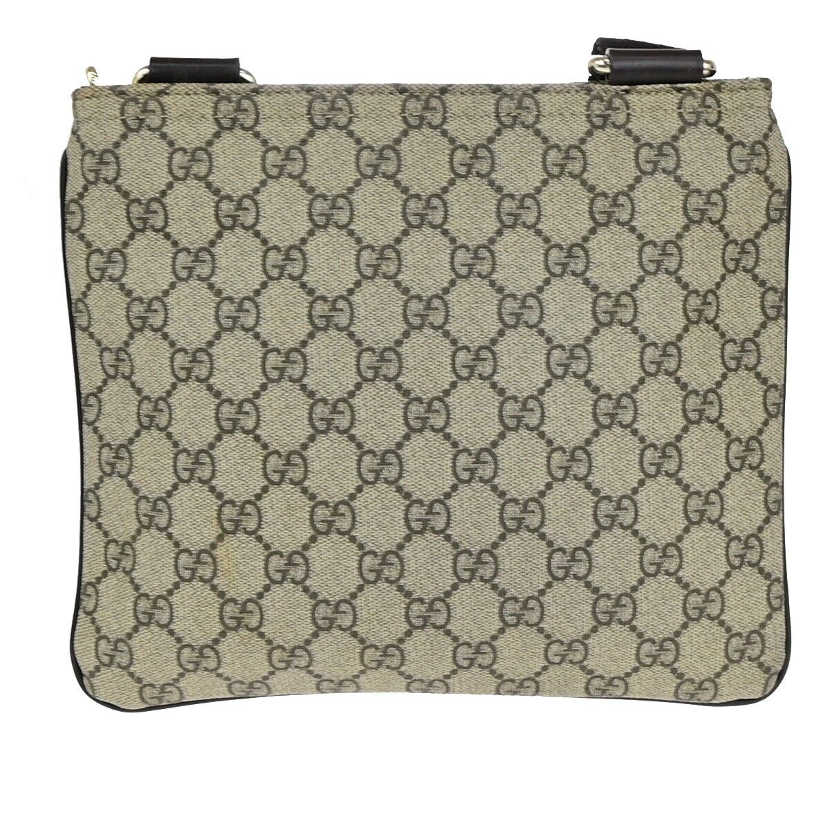 GUCCI Logo GG Pattern Shoulder Bag PVC Leather Canvas Brown GHW Italy 89EC963