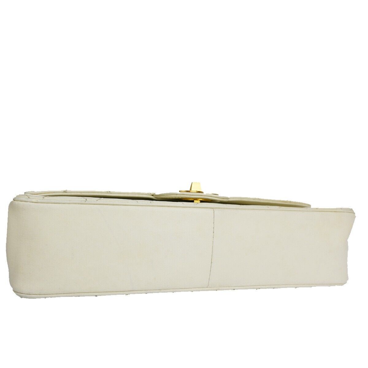 CHANEL CC Matelasse 25 Double Flap Chain Shoulder Bag Leather White GHW 636RJ391