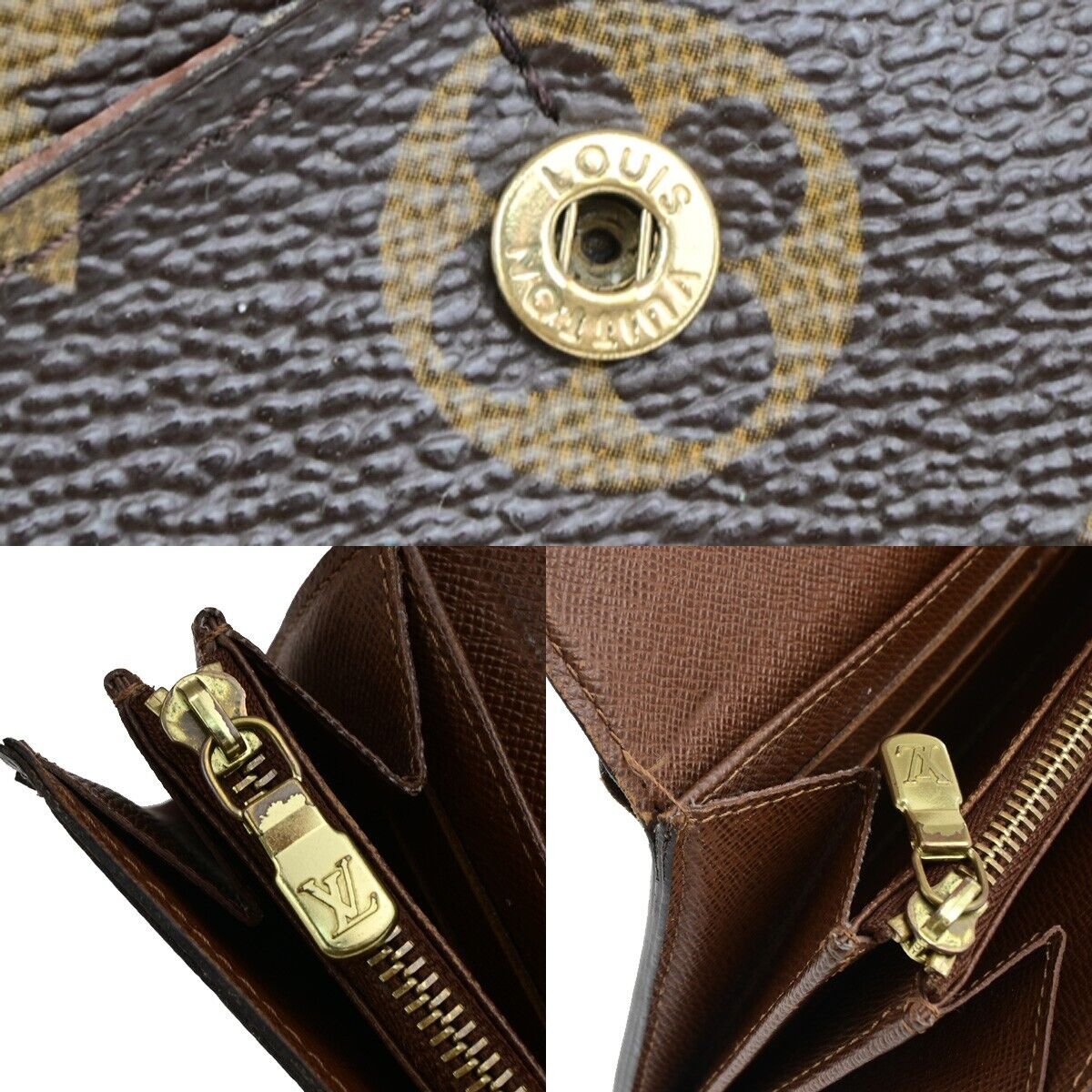 LOUIS VUITTON Logo Portefeuille Sarah Long Wallet Monogram Brown M61734 01ED338