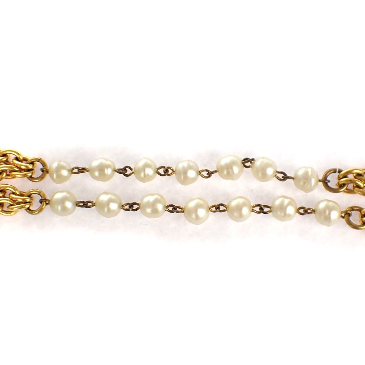 CHANEL Logo Long Chain Imitation pearl Pendant Necklace GHW Vinatge 73RJ487