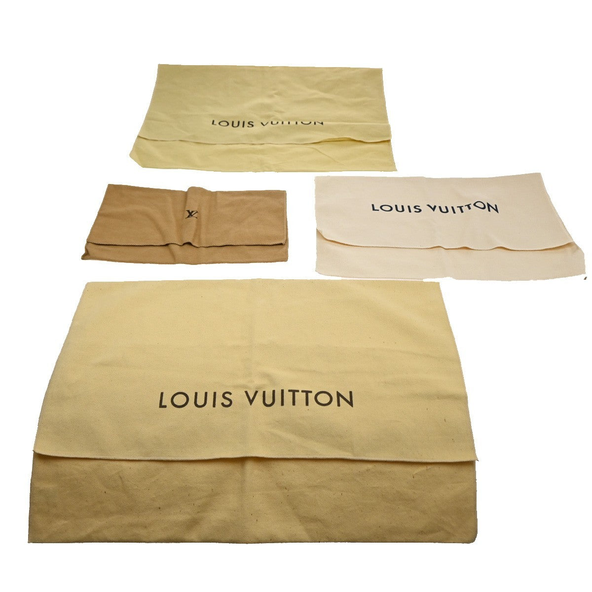 LOUIS VUITTON Logo 10 Set Dust Bag Drawstring Canvas Cotton Beige Brown 09KC083