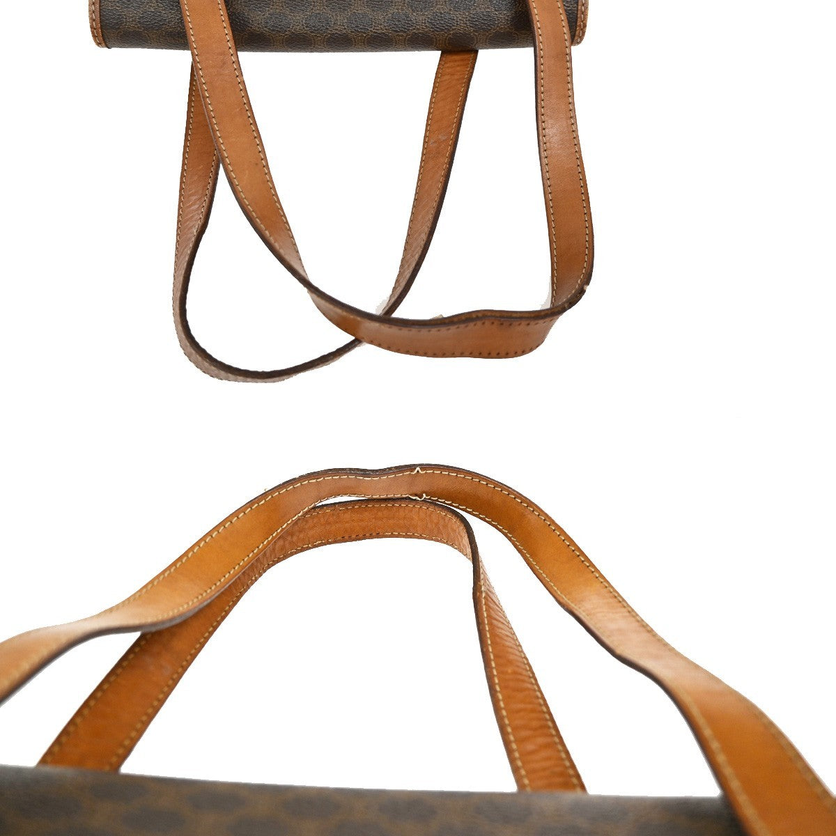 CELINE Logo Macadam Pattern Shoulder Bag PVC Leather Brown Italy 60KB547
