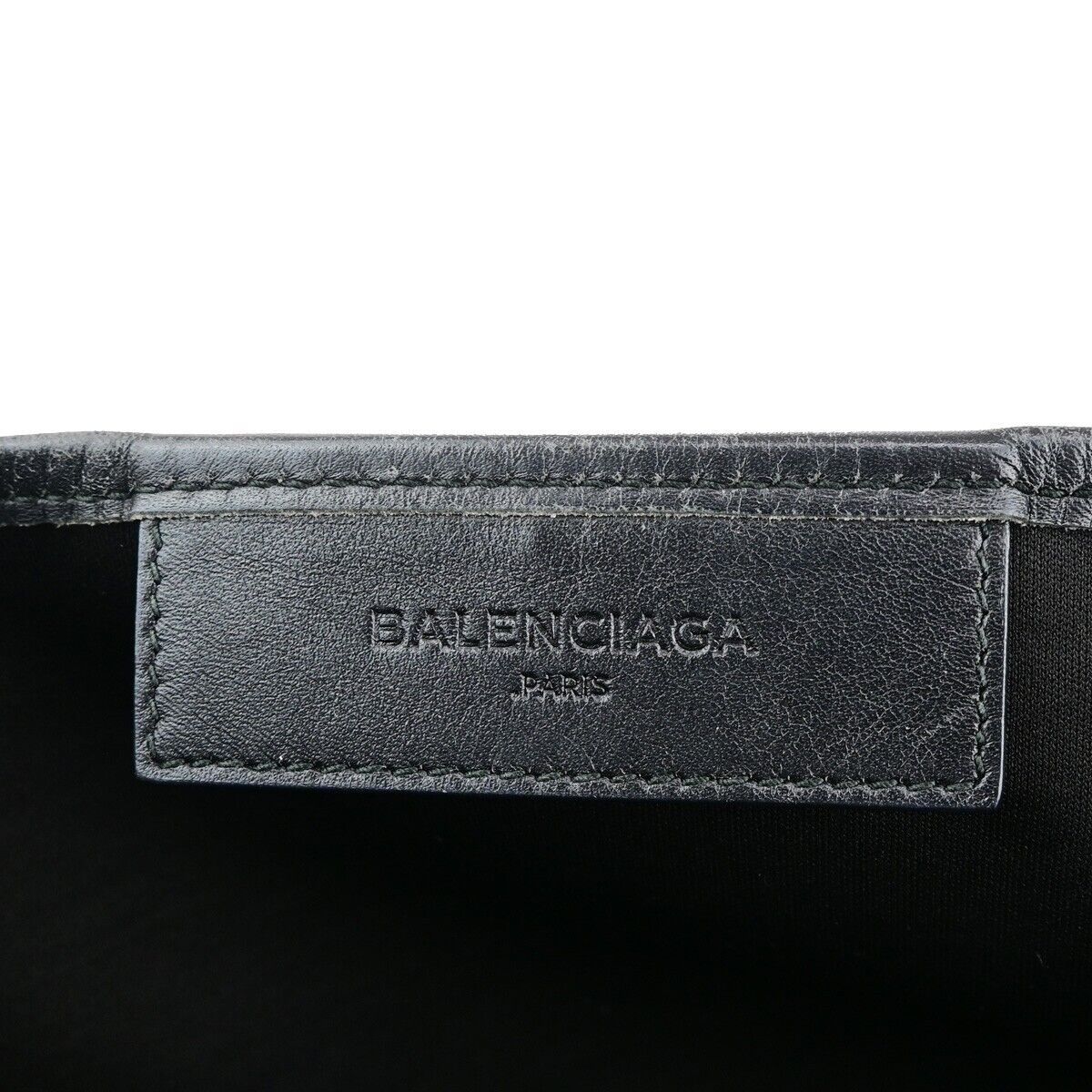 BALENCIAGA Navy Cabas M Shoulder Hand Bag Canvas Leather Ivory Black 37FB060