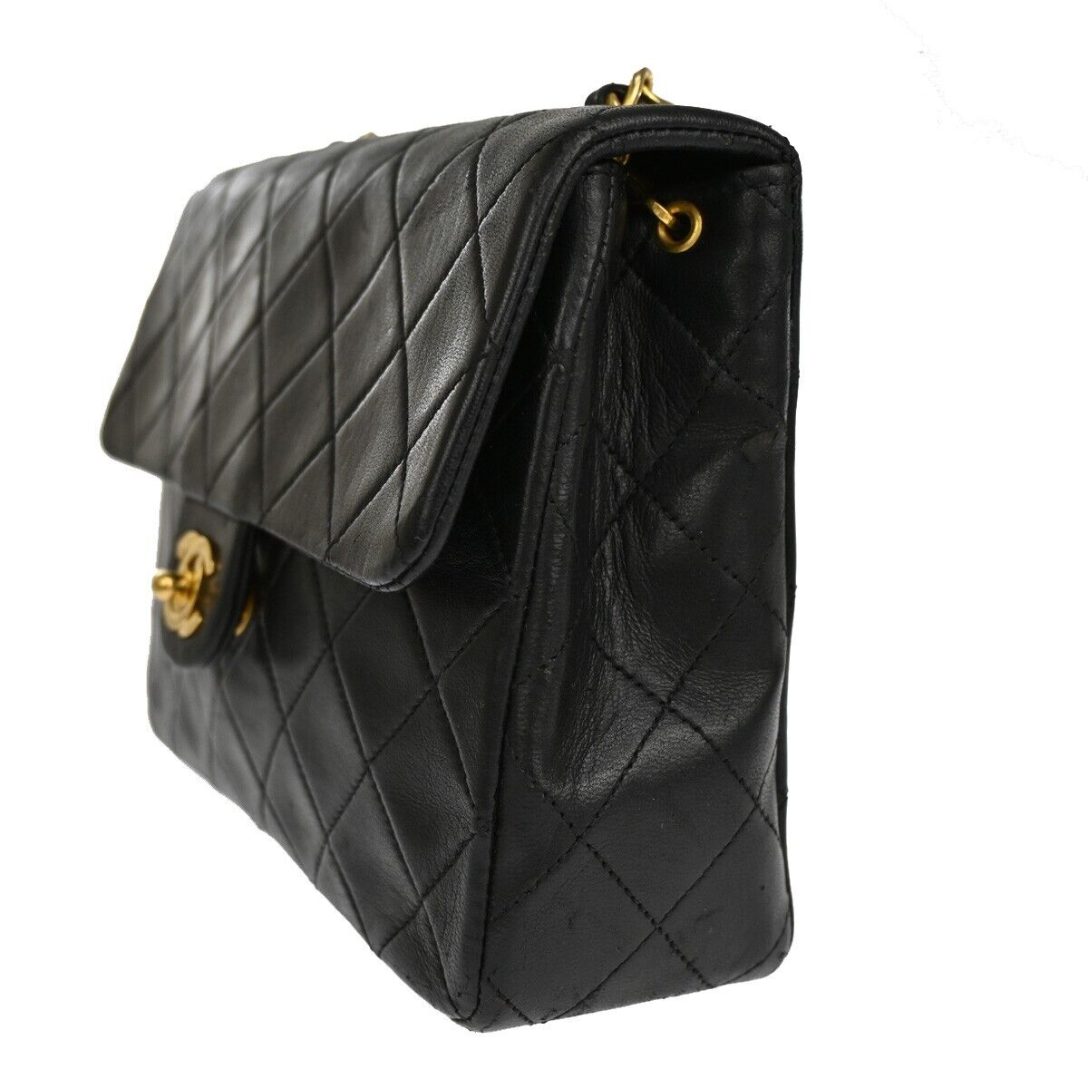 CHANEL CC Mini Matelasse Chain Shoulder Bag Leather Black GHW Vintage 323RJ288