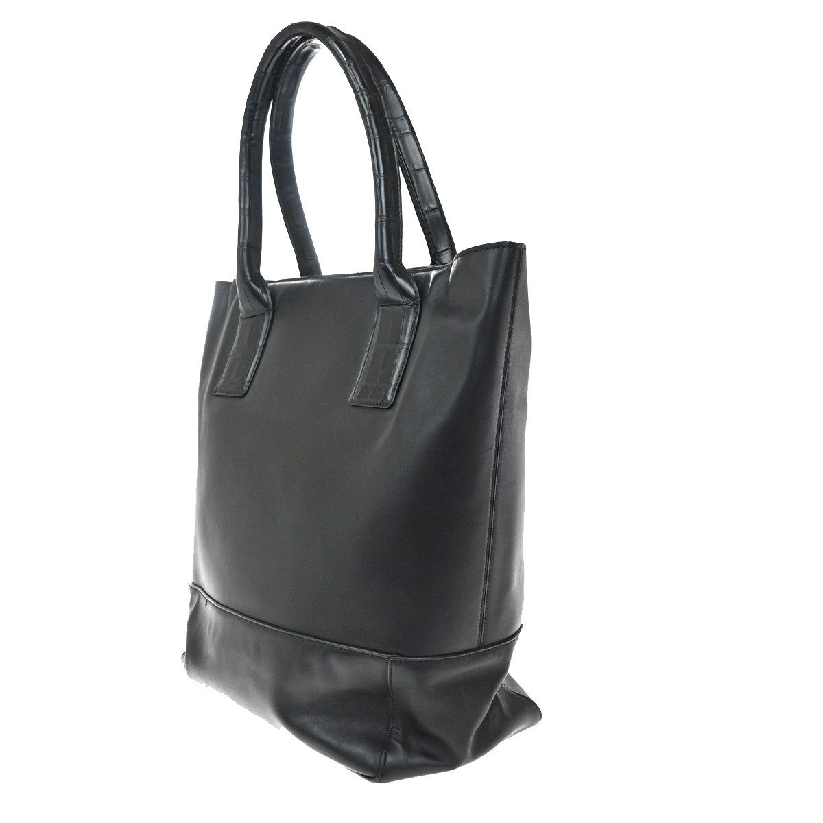BOTTEGA VENETA Logo Shoulder Tote Bag Embossing Leather Black Italy 75KP333