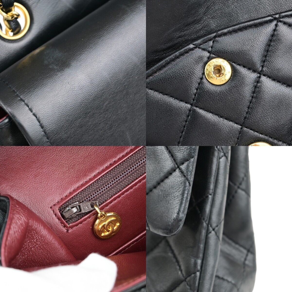 CHANEL CC Matelasse 25 Double Flap Chain Shoulder Bag Leather Black GHW 809RK651