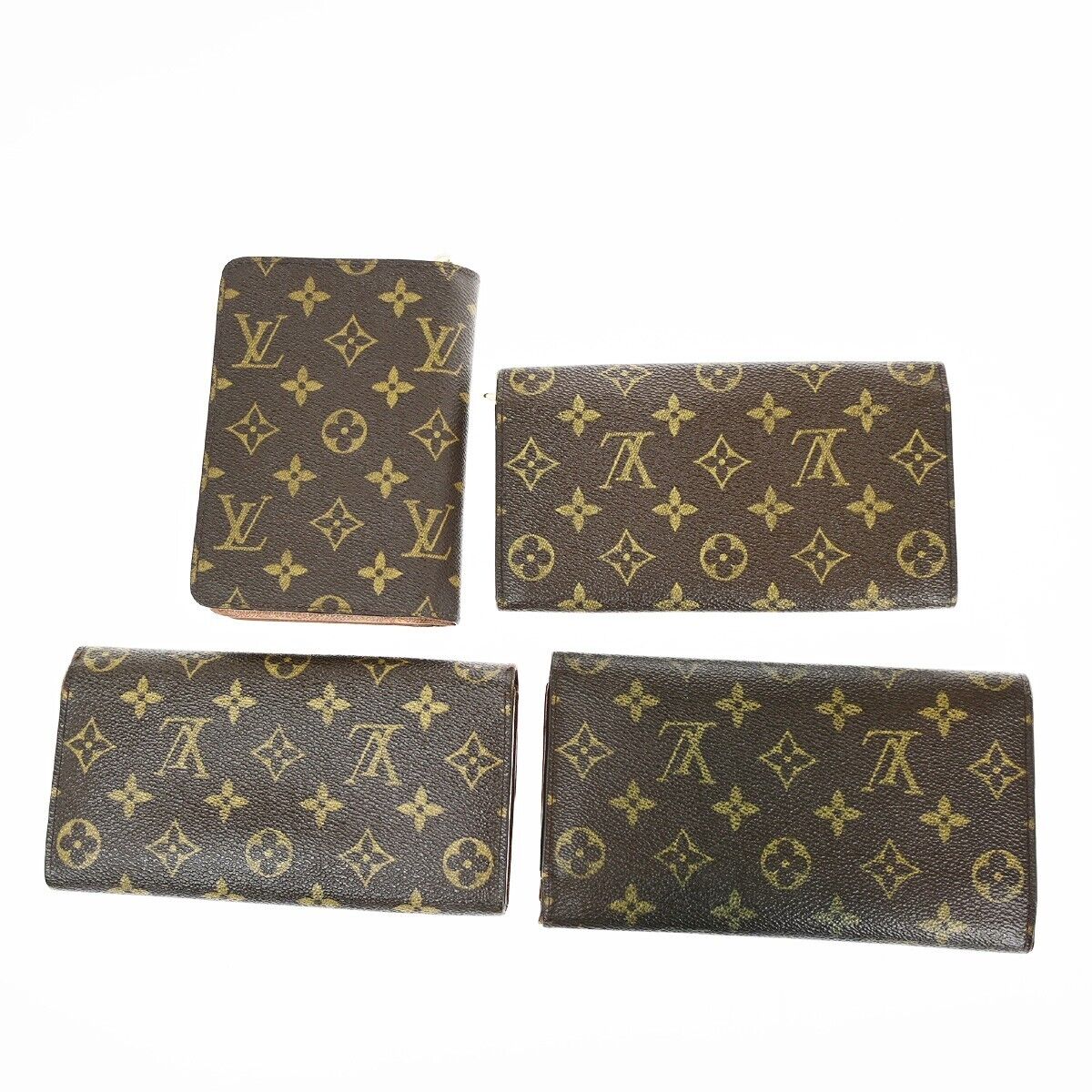LOUIS VUITTON LV Logo 4 Set Bifold Trifold Long Wallet Monogram Brown 65FA708