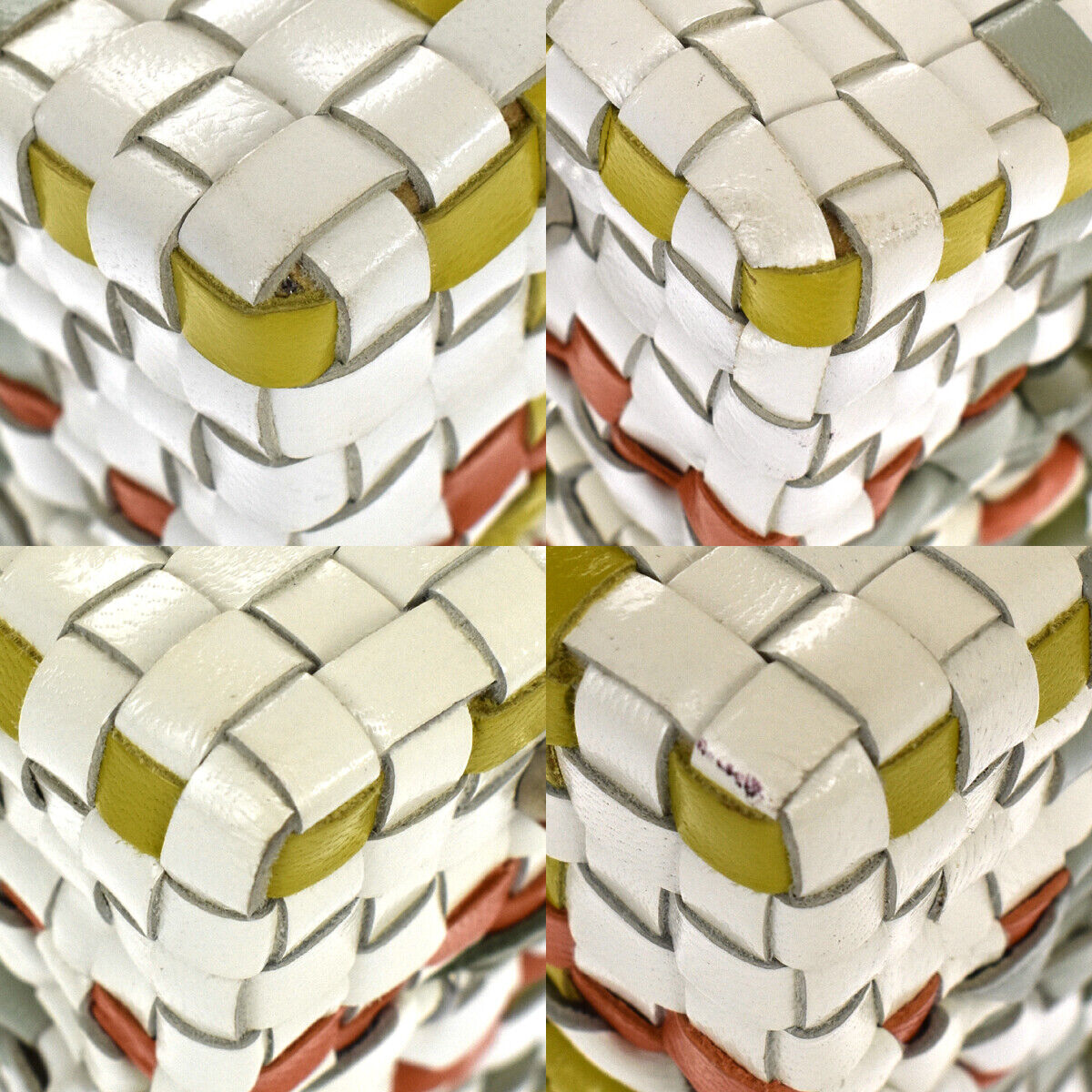 SALVATORE FERRAGAMO GANCINI HAND BAG LEATHER WHITE GREEN ORANGE ITALY 52LB626