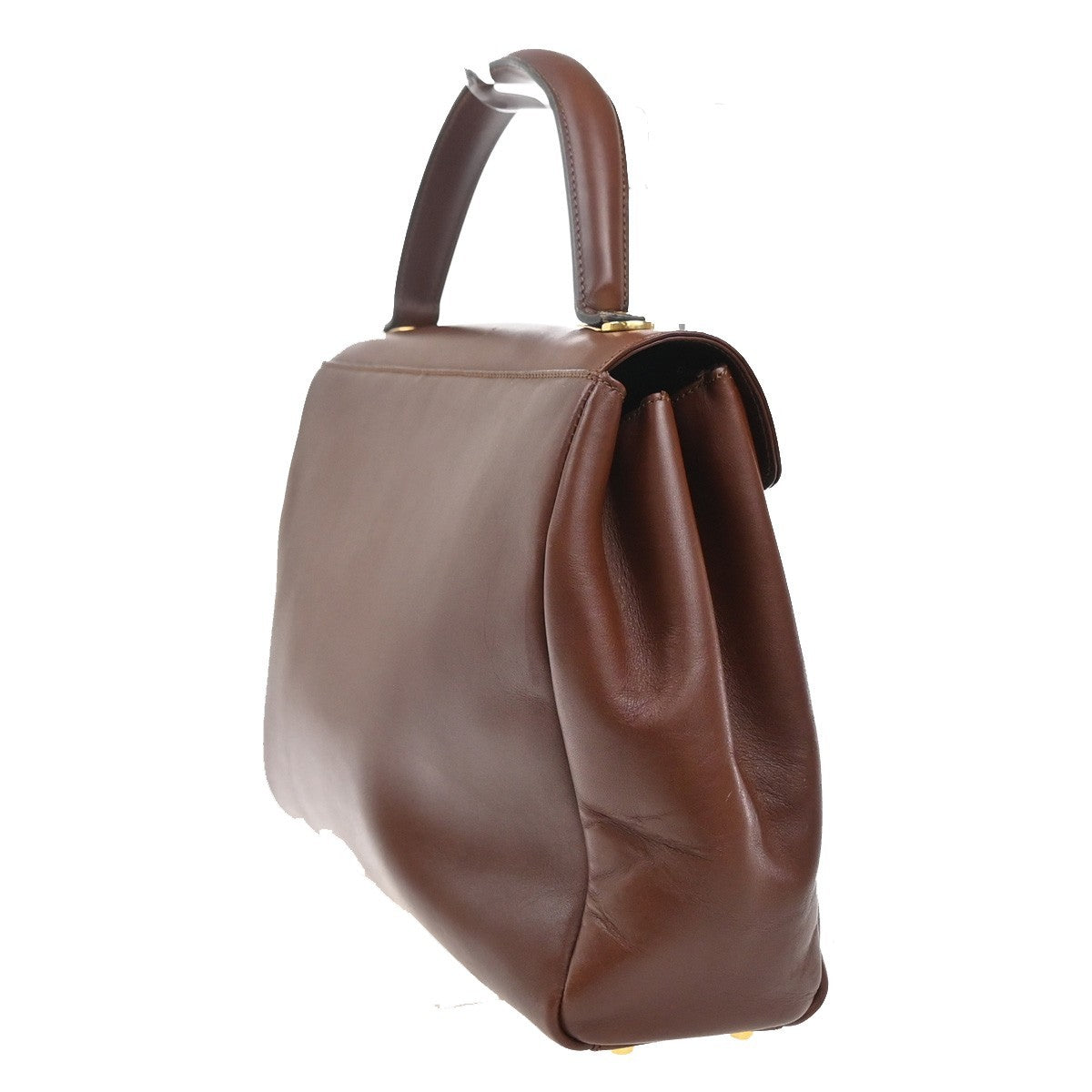 SALVATORE FERRAGAMO Logo Flap Shoulder Hand Bag Leather Brown GHW Italy 67MA410