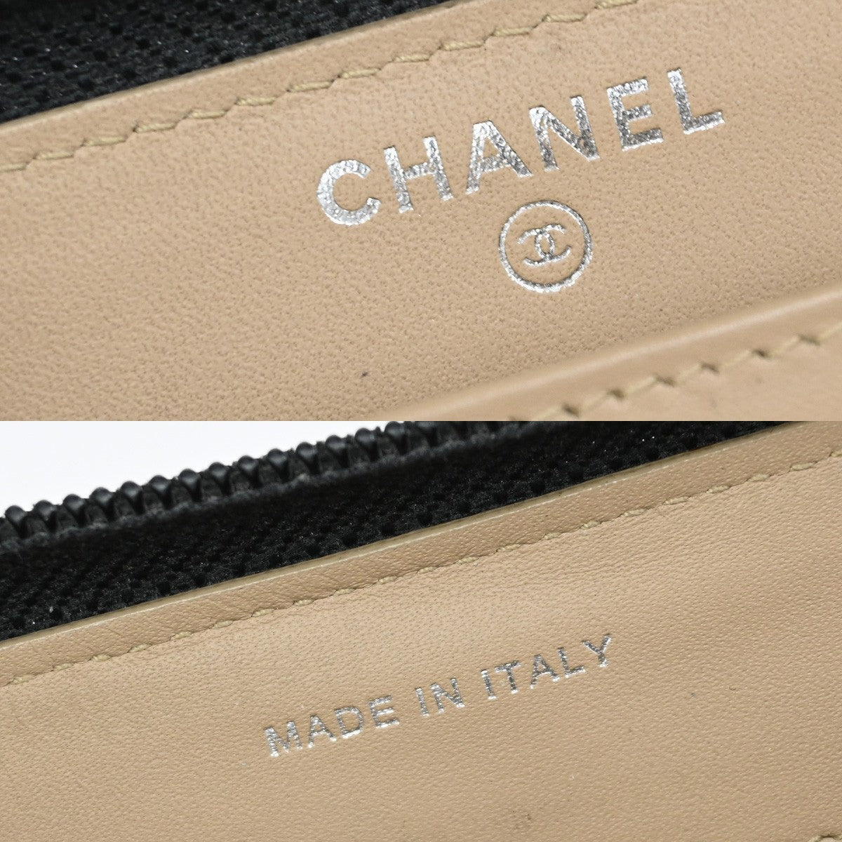 CHANEL CC Zipper Long Bifold Wallet Purse Grained Calfskin Leather Black 80KB288