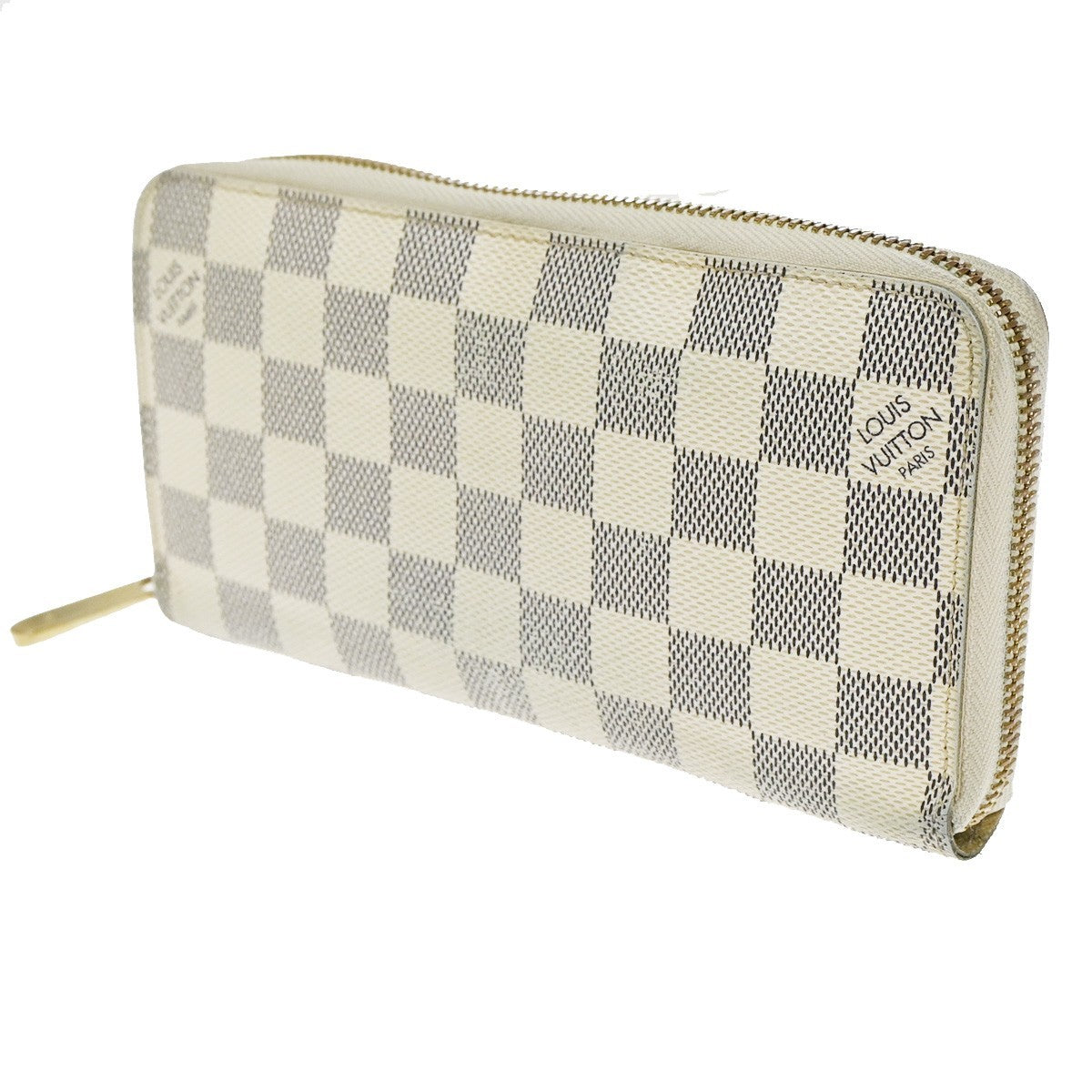 LOUIS VUITTON Zippy Long Wallet Damier Azur Leather White Spain N60019 67KD007