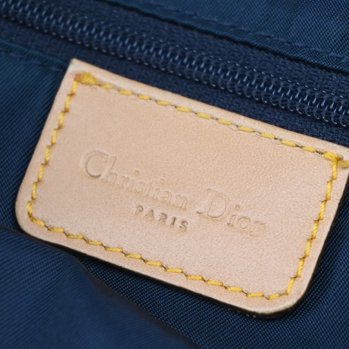 CHRISTIAN DIOR Double Saddle Denim Shoulder Bag Canvas Leather Blue 308RP166