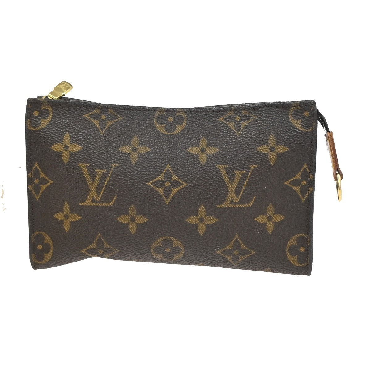 LOUIS VUITTON Logo BUCKET PM Pouch Bag Monogram Leather Brown France 02KC899