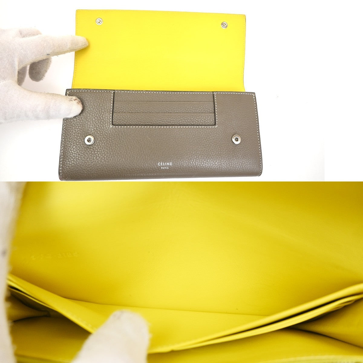 CELINE Logo Flap Multifunction Long Wallet Leather Brown SHW 04TA523