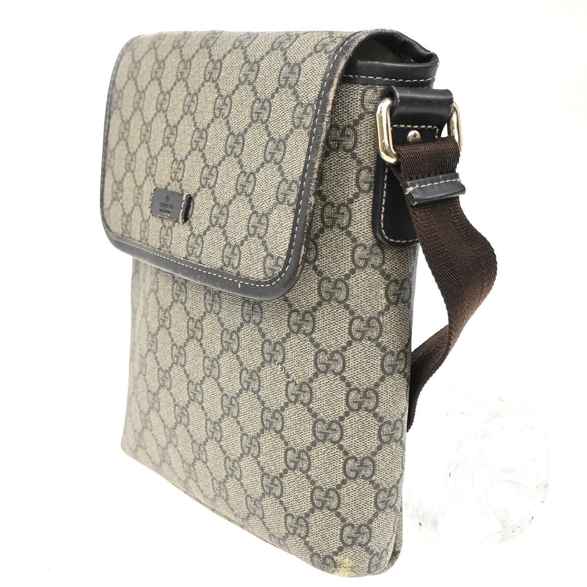GUCCI GG Supreme Shoulder Bag Leather Beige GHW Italy 0223666 65MA089