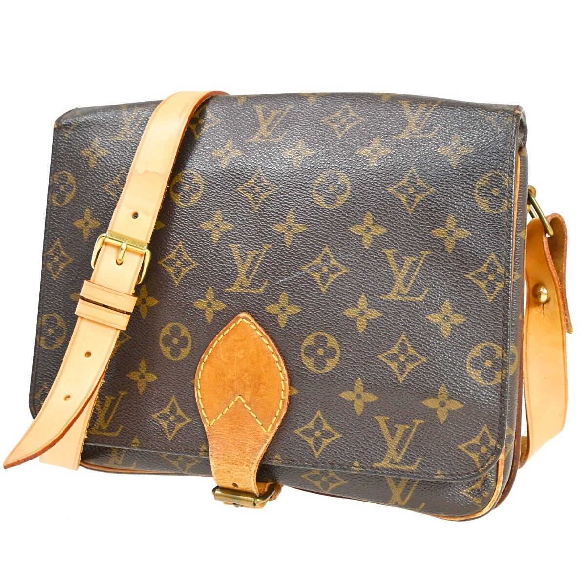 LOUIS VUITTON Cartouchiere GM Shoulder Bag Monogram Leather Brown M51252 32YG820