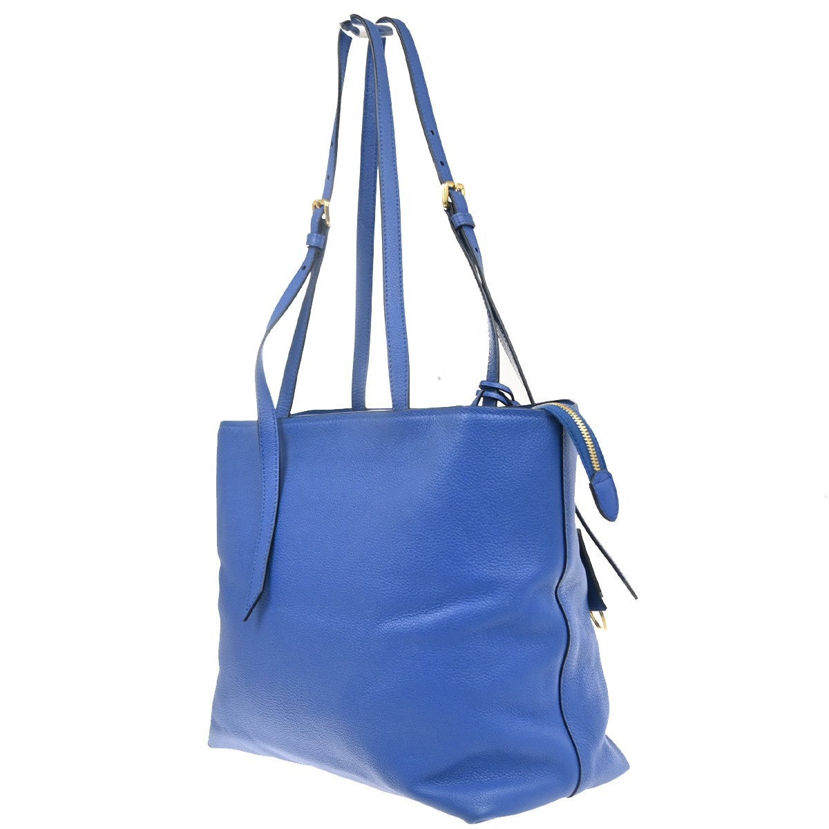 PRADA Logo Shoulder Hand Bag Vitello Daino Leather Blue GHW Italy 11MA501