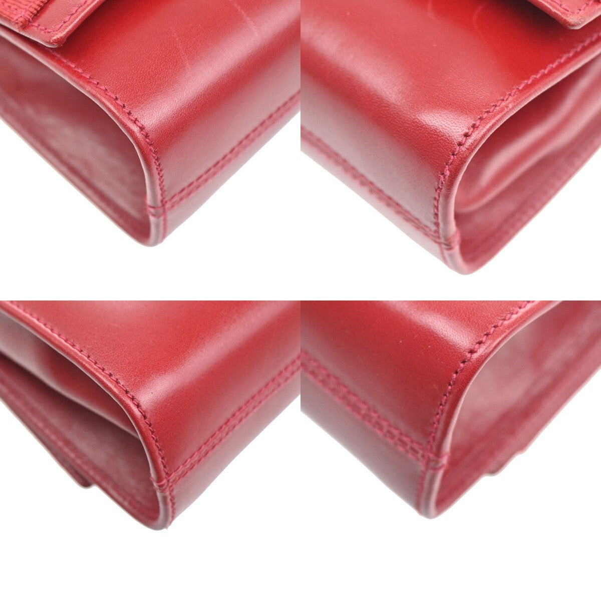 SALVATORE FERRAGAMO Vara 2Way Chain Mini Shoulder Clutch Bag Leather Red 31EE972